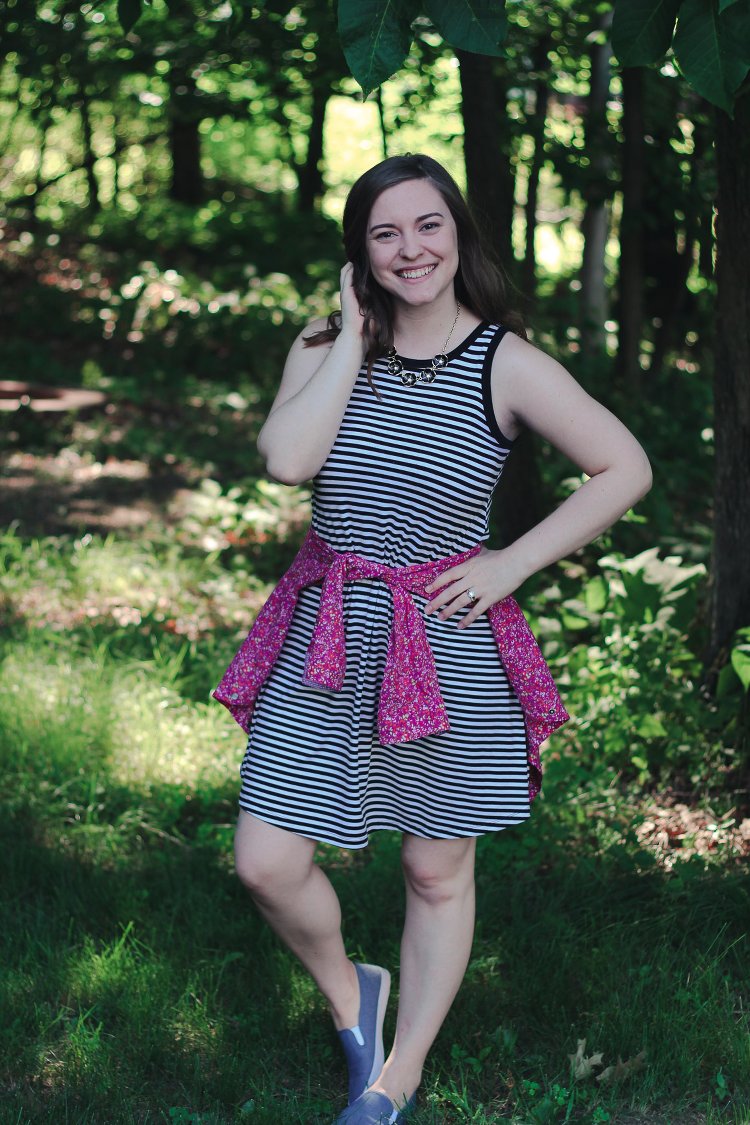 Striped Swing Dress Outfit for Summer