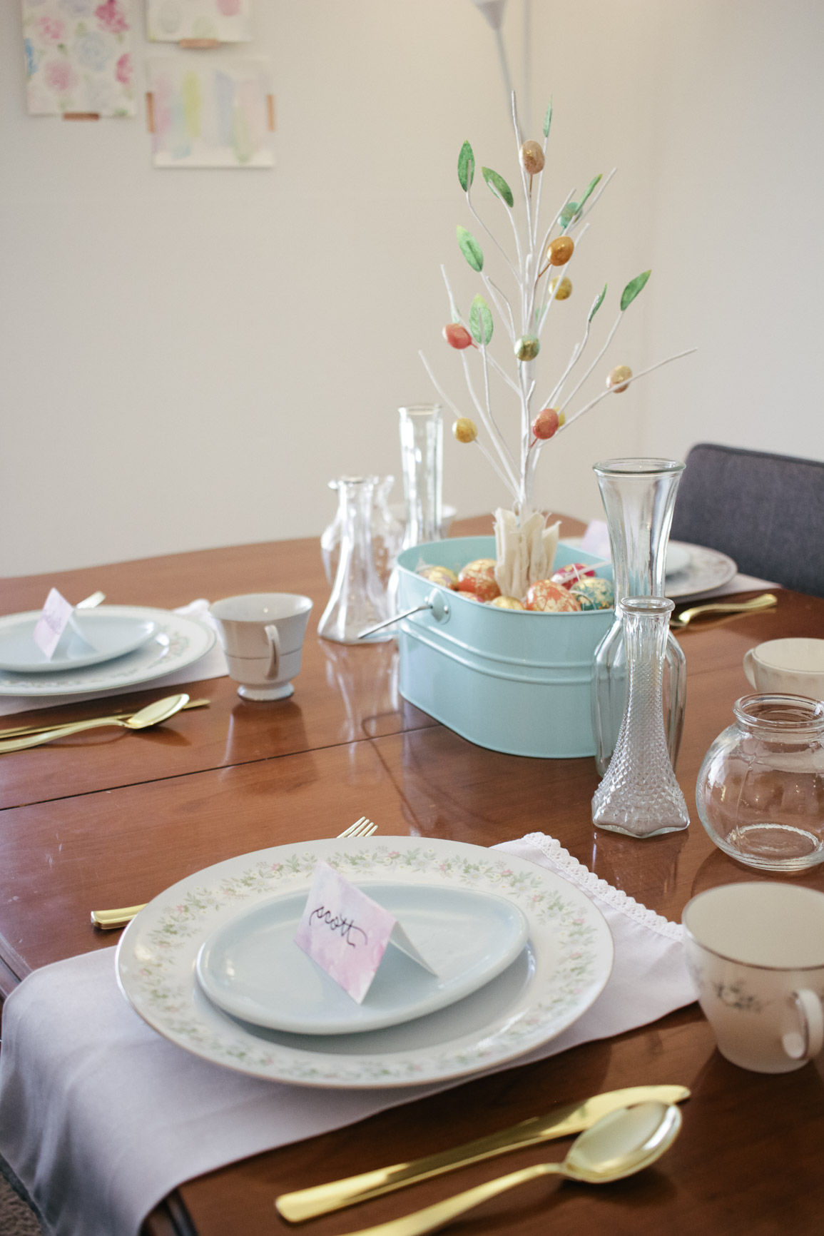 Easter Tablescape Place Settings Floral Spring Table