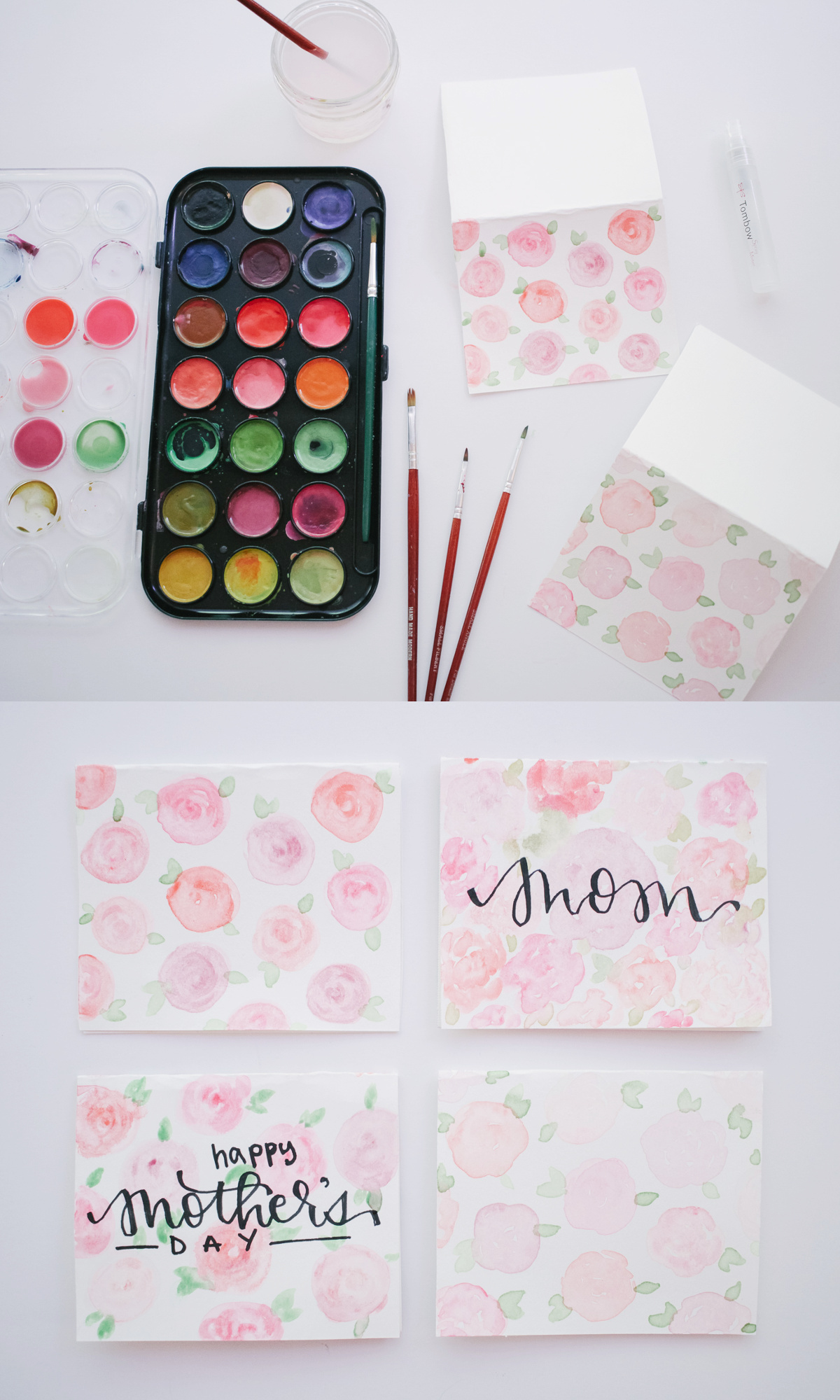 DIY Watercolor Card for Mother's Day, Floral Watercolor for Beginners