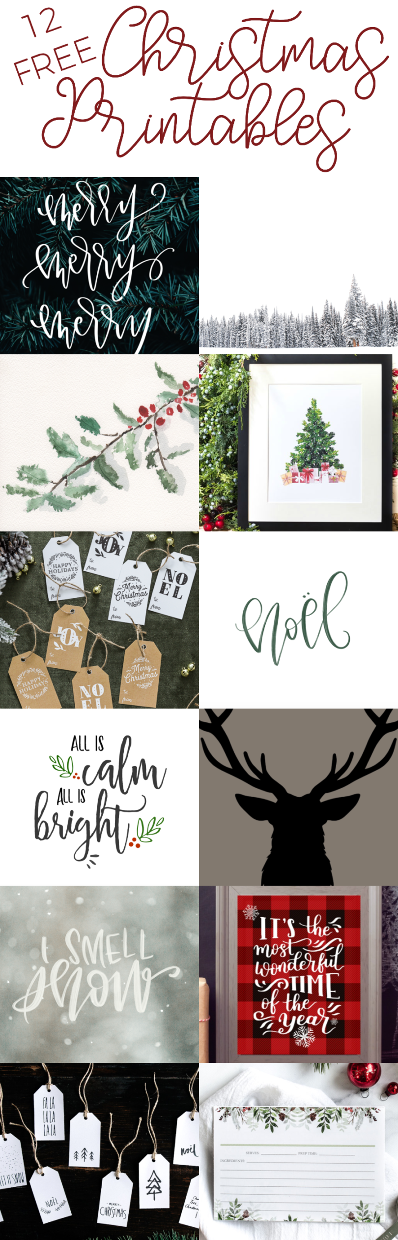 12 Free Christmas Printables on Michelle Amanda Wilson