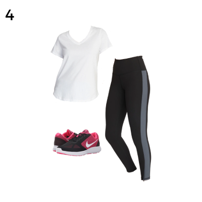 Carry on Packing Outfit 4: White Tee, Black Leggings, Black Sneakers
